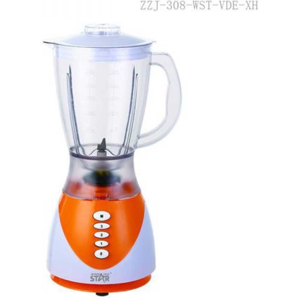 Winningstar 1.5L 2In1 Juicer Blender Chopper With 4-Blade Cup - Orange.