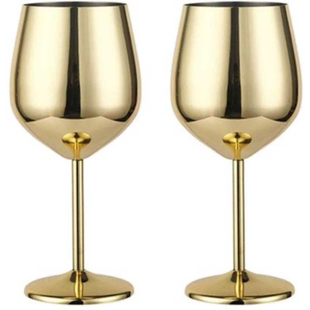 6 Pc, 18.5oz Juice Champagne Stem Wine Glasses Decorative - Gold.