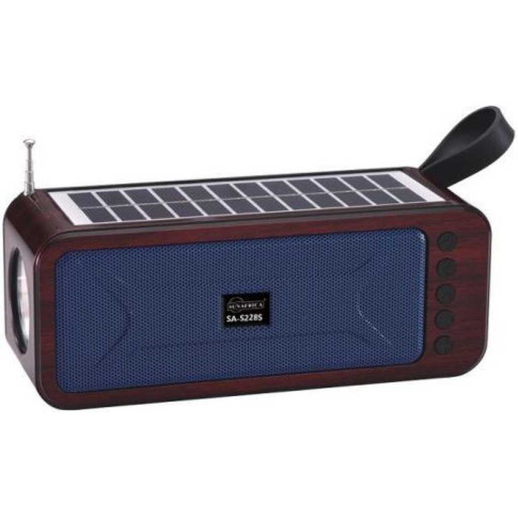 Portable Mini Speaker with Bluetooth USB TF AUX FM 6V 1W Solar Panel Flashlight USB Charging Line- Black .