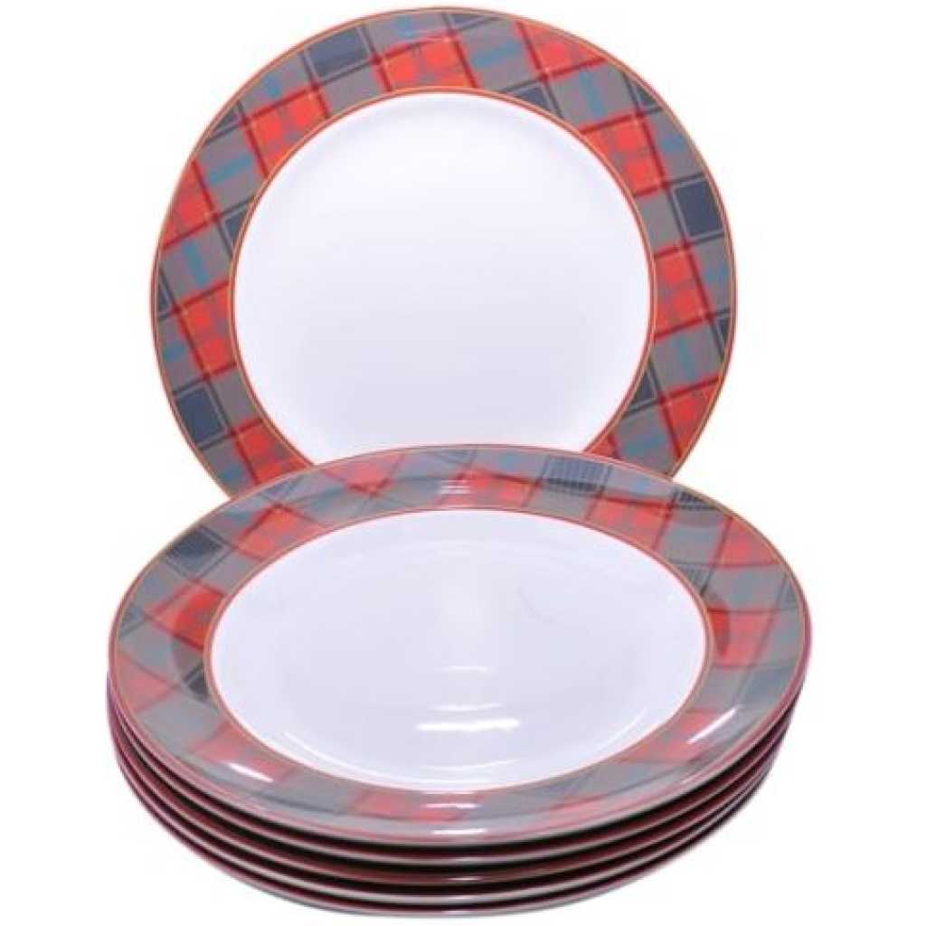 Checked Dinner Plates, 6PCS - White