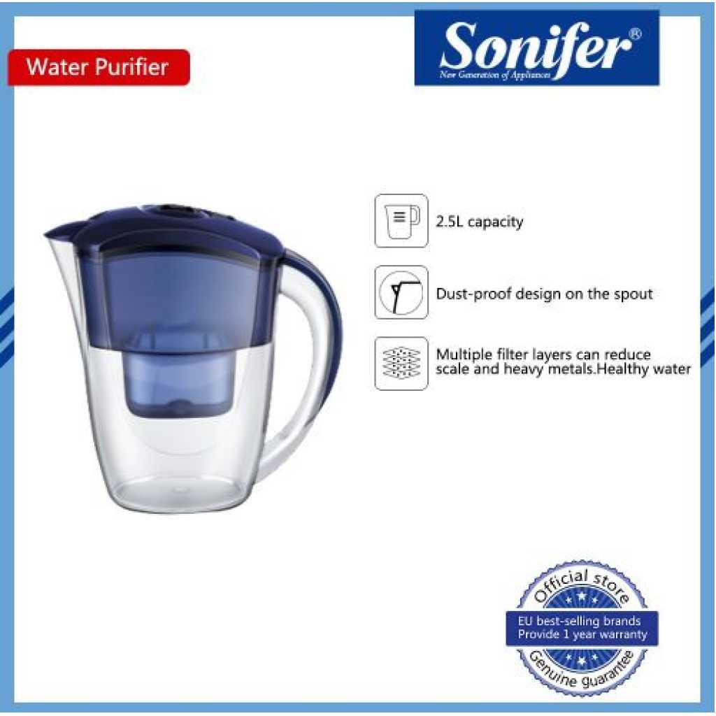 Sonifer 2.5Litre Sonifer Store Water Jug Pitcher with 1 Filter,Blue