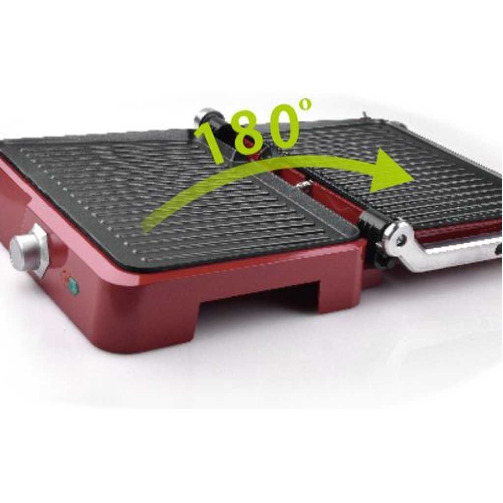 Dsp Sandwich Maker Panini Presser Contact Grill Machine- Red