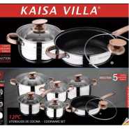 Kaisa Villa 12 Pieces Flash Heavy Stainless Steel Saucepans/Cookware Pots, Silver. Cookware TilyExpress