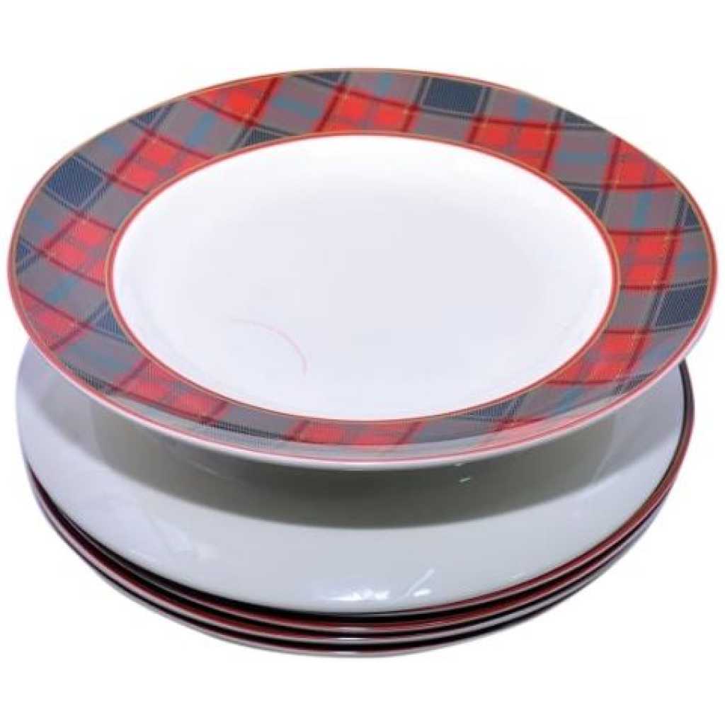 Checked Dinner Plates, 6PCS - White