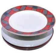 Checked Dinner Plates, 6PCS - White