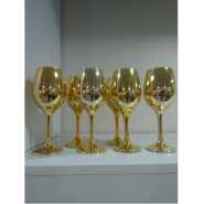 6 Pc, 18.5oz Juice Champagne Stem Wine Glasses Decorative - Gold.