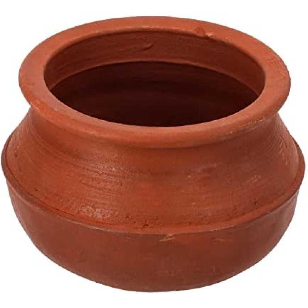 Royalford Sambar Pot, Handmade Clay Cookware, RF10584 100% Natural Clay Non-Toxic & Eco-Friendly Can Be Used On Gas Stove Or Open Fire Earthen Pot/ Clay Pot For Curry, Sambar, Rice, Red