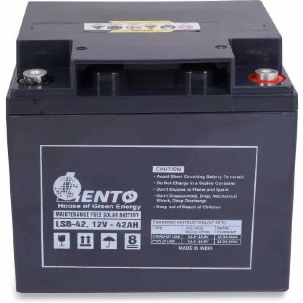 Lento 42AH 12V Solar Battery Sealed Maintenance-free Battery, Made in India