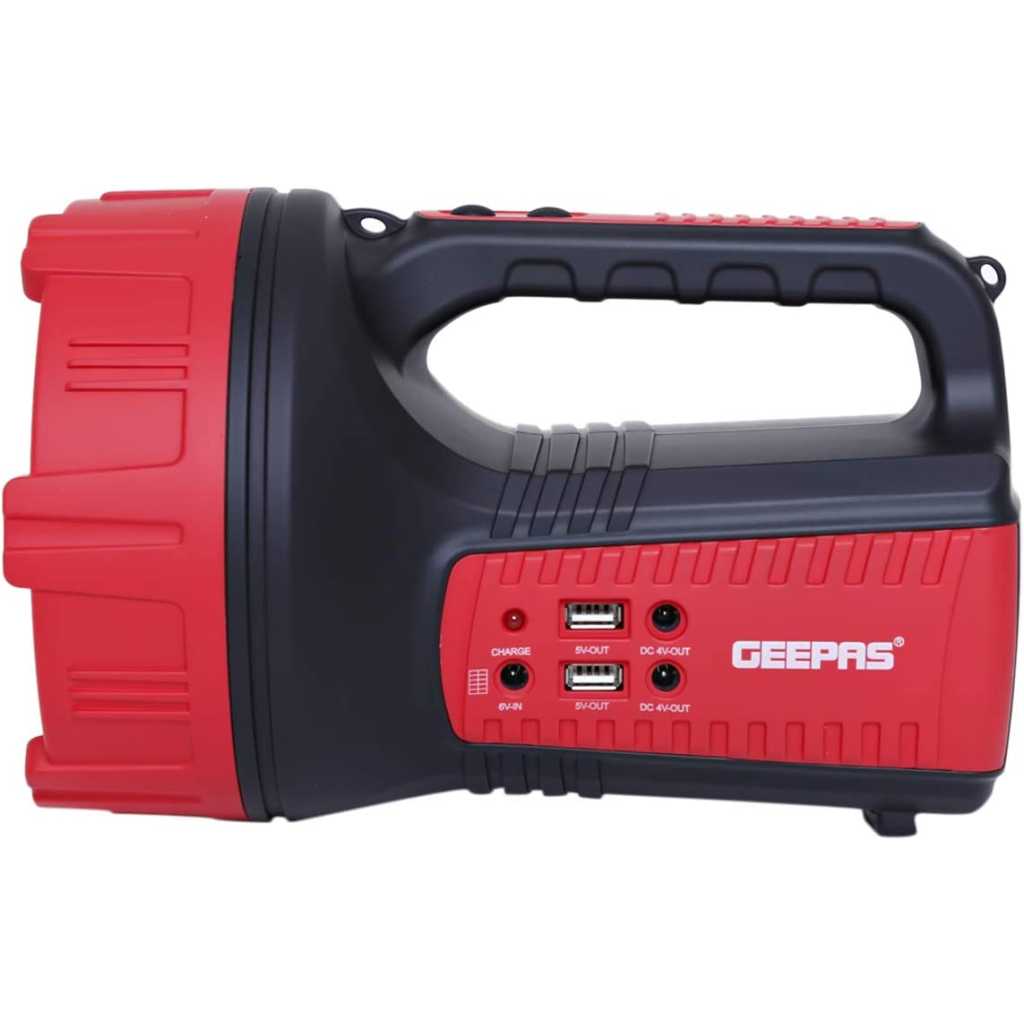 Geepas GSL5572 Rechargeable LED Emergency Searchlight with 2 USB Input - Red