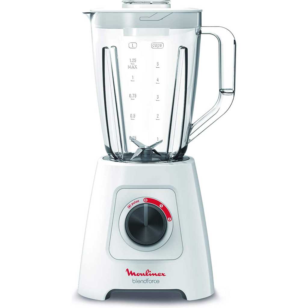 Moulinex Blendforce 2 Blender With 4 Blades, 2 Litre, 600 Watts, White, Plastic, LM423127