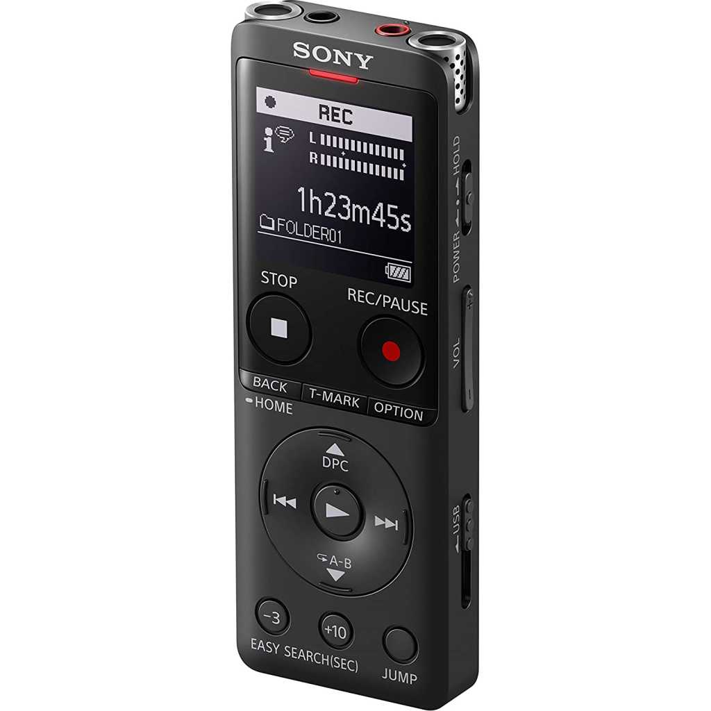 Sony ICD-UX570 Digital Voice Recorder, ICDUX570, Built-in Battery, 4GB Storage, Expandable Memory - Black