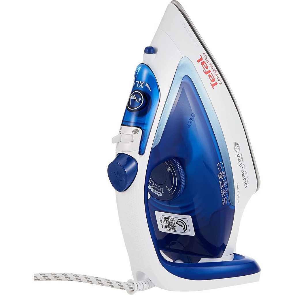 TEFAL Easygliss Durilium Airglide Soleplate Steam Iron, 2400 Watts, Blue/White, FV5715M0