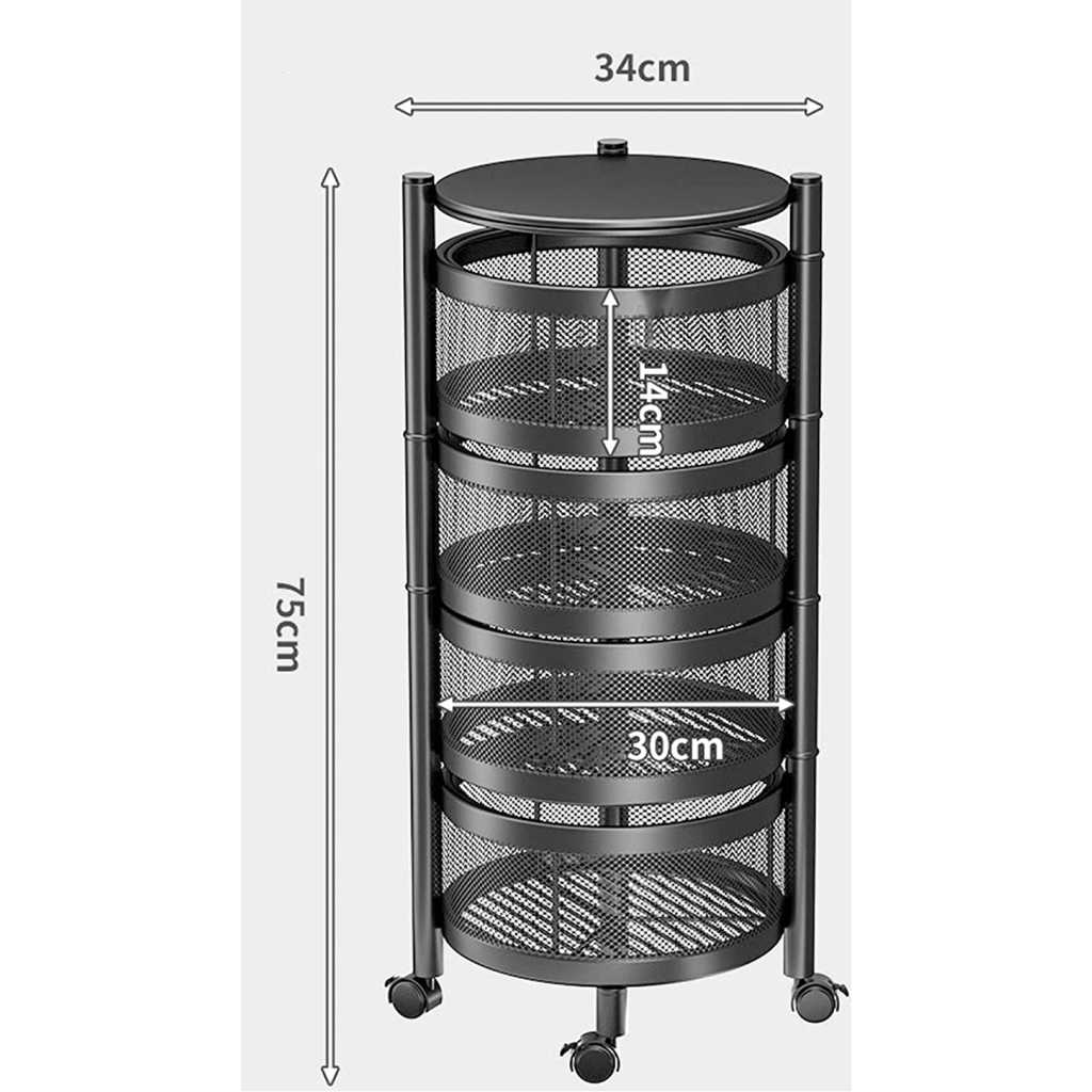 Vast Round Layered Shelf Storage Rack Kitchen Rotating Vegetable Rack Floor-Standing Multi-Layer Kitchen Storage Rack Household Storage Shelf For Kitchen Living Room(Size:4f)