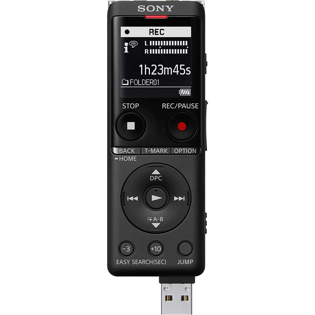 Sony ICD-UX570 Digital Voice Recorder, ICDUX570, Built-in Battery, 4GB Storage, Expandable Memory - Black