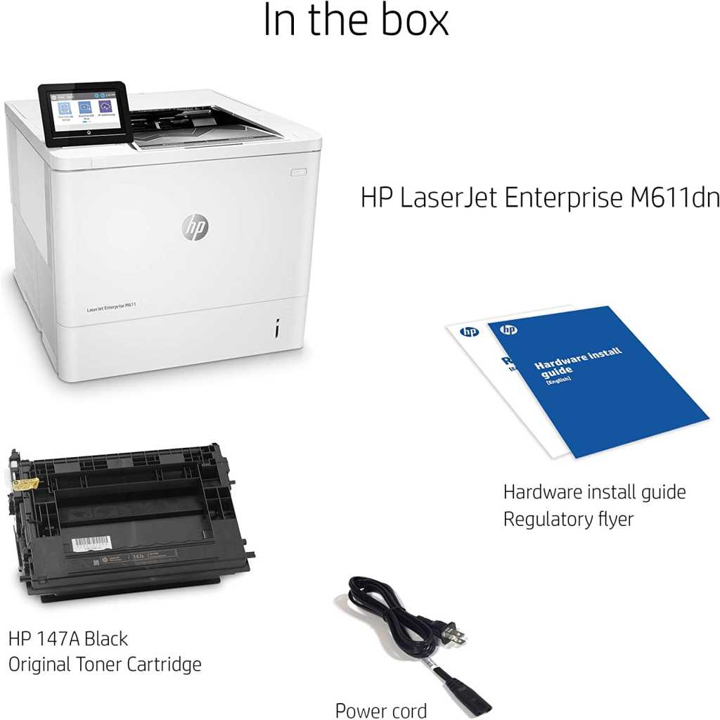 HP LaserJet Enterprise M611dn Monochrome Printer with built-in Ethernet & 2-sided printing