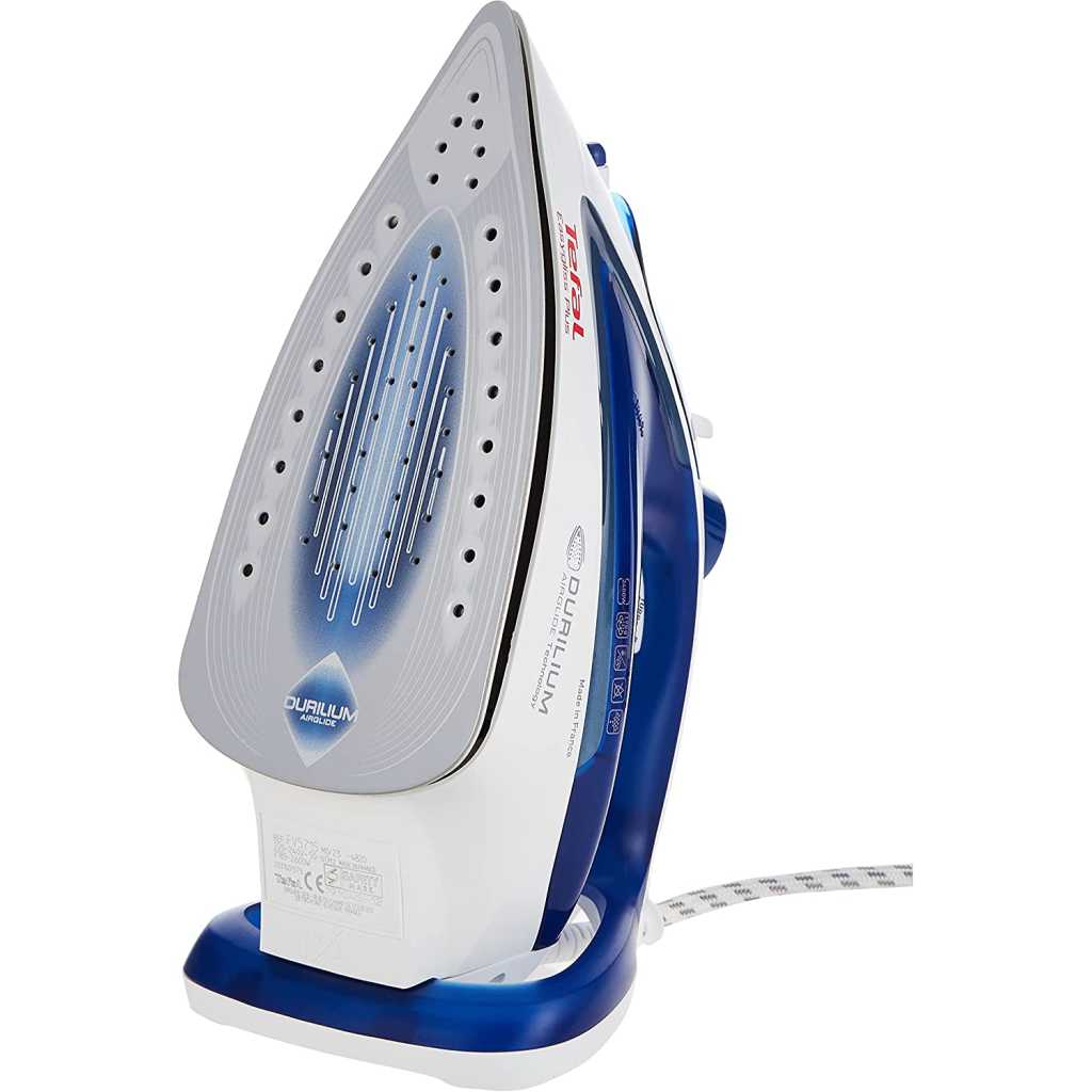 TEFAL Easygliss Durilium Airglide Soleplate Steam Iron, 2400 Watts, Blue/White, FV5715M0 - FRANCE