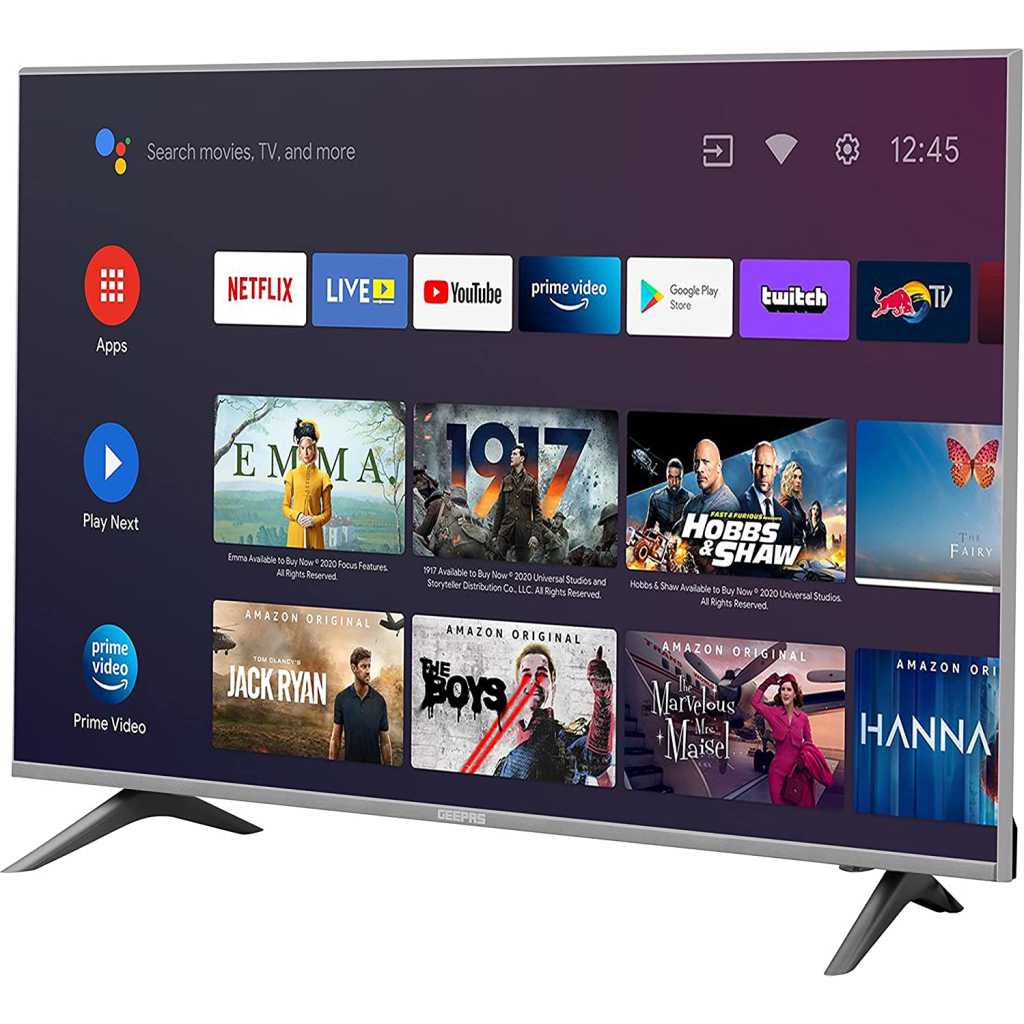 Geepas 50" Android Smart UHD 4K LED TV – Slim Led, 3.5mm, 2 HDMI & 2 Hi-High USB Ports | Wi-Fi, Android 8.0 With E-Share & Mirror Cast | Comes Application Like YouTube, Netflix, Amazon Prime | 1 Year Warranty