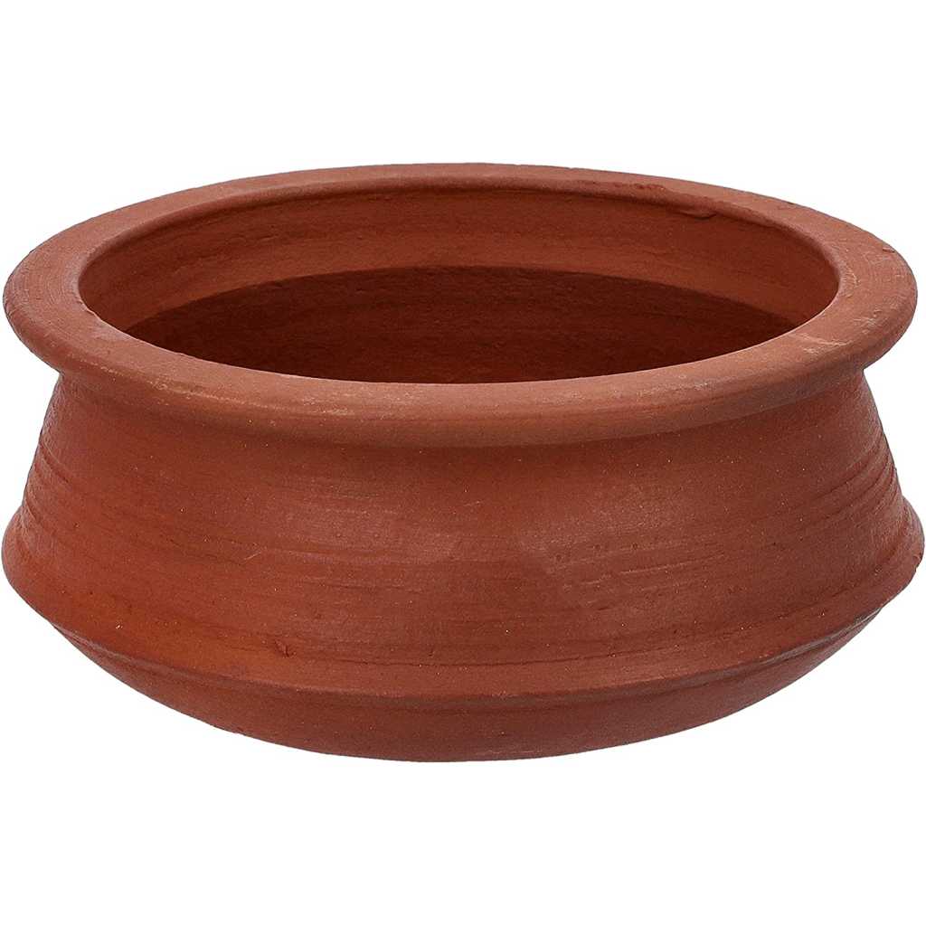 Royalford Deep Fish Curry Pot, 100% Natural Clay, Rf10577 Handmade Clay Cookware Non-Toxic Eco-Friendly Can Be Used On Gas Stove Or Open Fire , Red