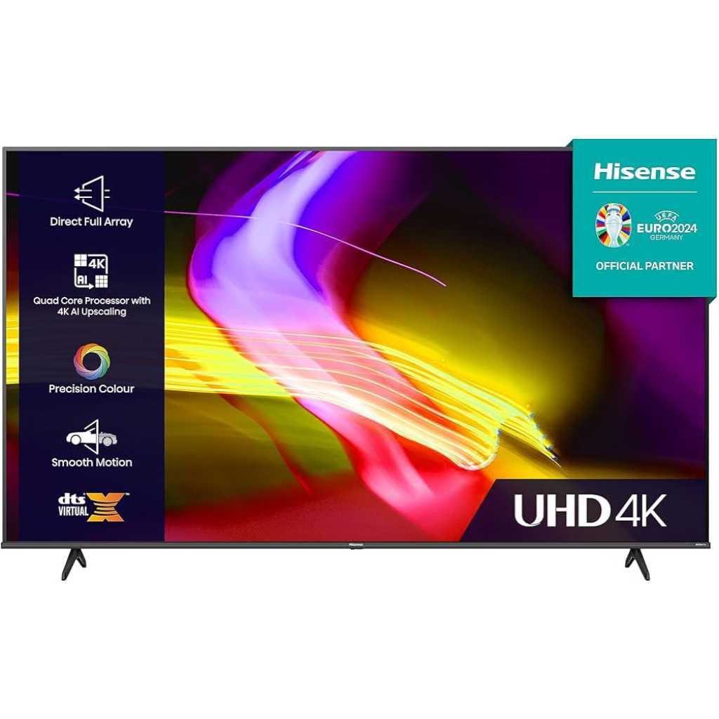 Hisense 50 Inch 4K UHD LED Smart TV 50A7G; A7 Seies ,Bluetooth, NetFlix, Disney, Prime Video, Built-in Chromecast, USB, HDMI, Frameless Smart VIDAA TV With In-Built WIFI - Black