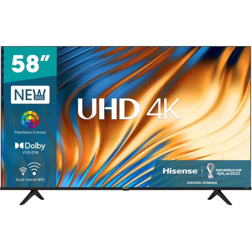 Hisense (58 Inch) 4K UHD Smart TV, with Dolby Vision HDR, DTS Virtual X, Youtube, Netflix, Disney +, Freeview Play and Alexa Built-in, Bluetooth and WiFi , Black
