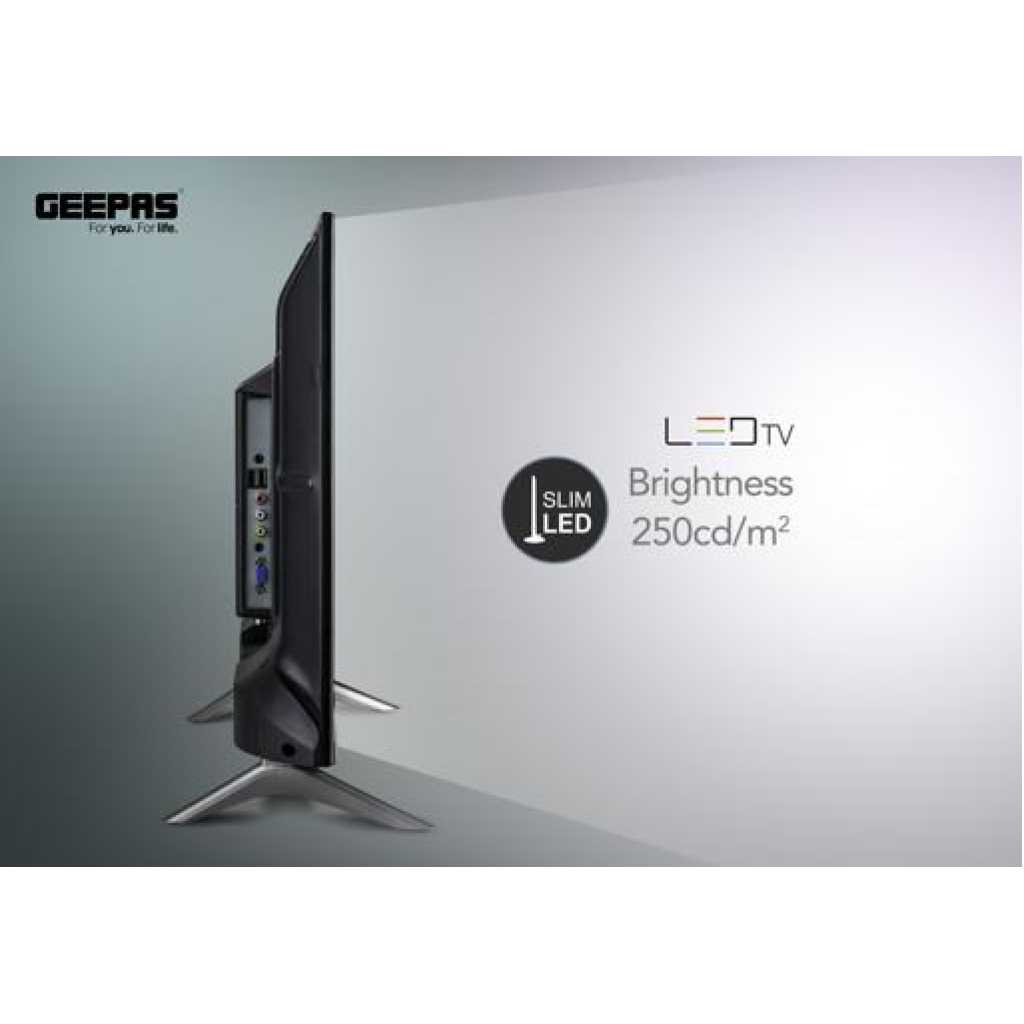 Geepas 32" LED Digital TV | With Inbuilt Free To Air Decoder, Slim LED TV with Remote Control, GLED3201EHD | HDMI & USB Ports, AV Mode, Head Phone Jack, PC Audio In, VGA | Energy Saving Technology, Dynamic Sound