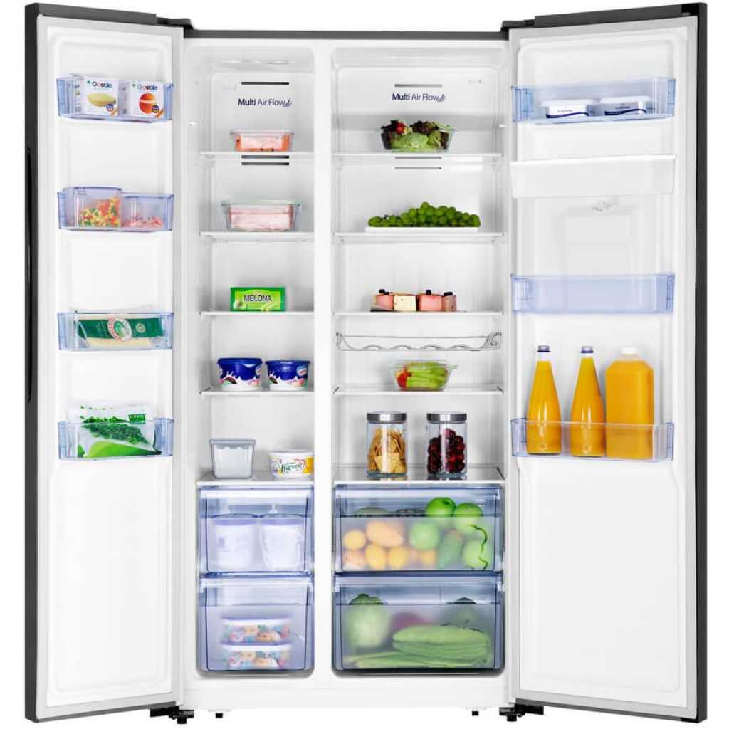 Hisense 670L Side-by-side Refrigerator with Dispenser H670SMIA-WD, Side By Side Refrigerator, Auto Defrost, Glass Black