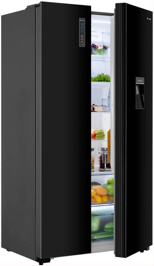 Hisense 670-liter Side-by-side Refrigerator with Dispenser H670SMIA-WD – Black, Side By Side Refrigerator, Auto Defrost, Glass Door
