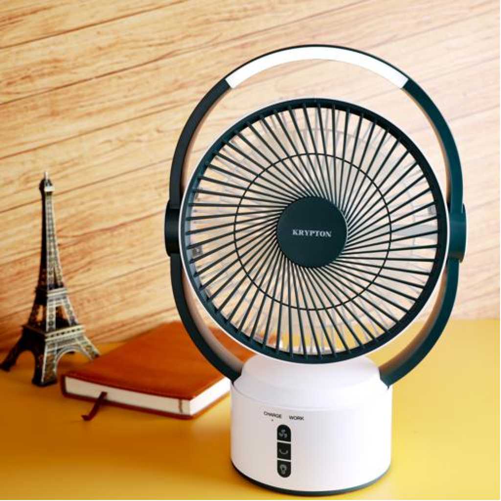 Krypton Rechargeable 9" Rech Table/ Traveller's Fan KNF-6293 - White