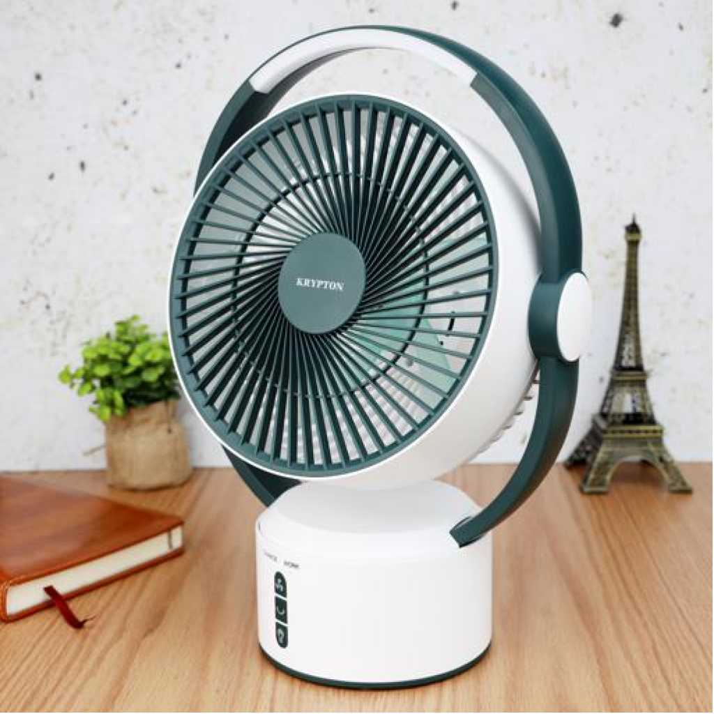 Krypton Rechargeable 9" Rech Table/ Traveller's Fan KNF-6293 - White