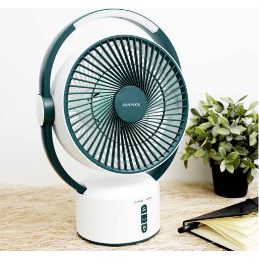 Krypton Rechargeable 9" Rech Table/ Traveller's Fan KNF-6293 - White