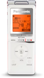 Panasonic Digital IC Recorder RRXS420 AAA Battery, 2GB Storage, Expandable Memory - White