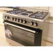 SOLSTAR 90x60cm SO942DEINBSS 4 Gas + 2 Electric Silver Cooker with Electric Oven, Rotesserie, Grill