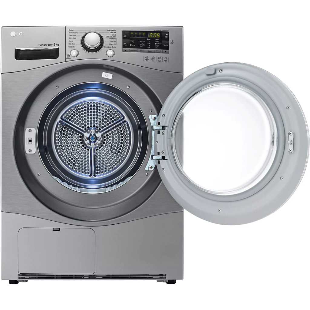 LG Front Loader Dryer RC9066 9Kg, Sensor Dry, Inverter Technology, NFC - Dark Silver