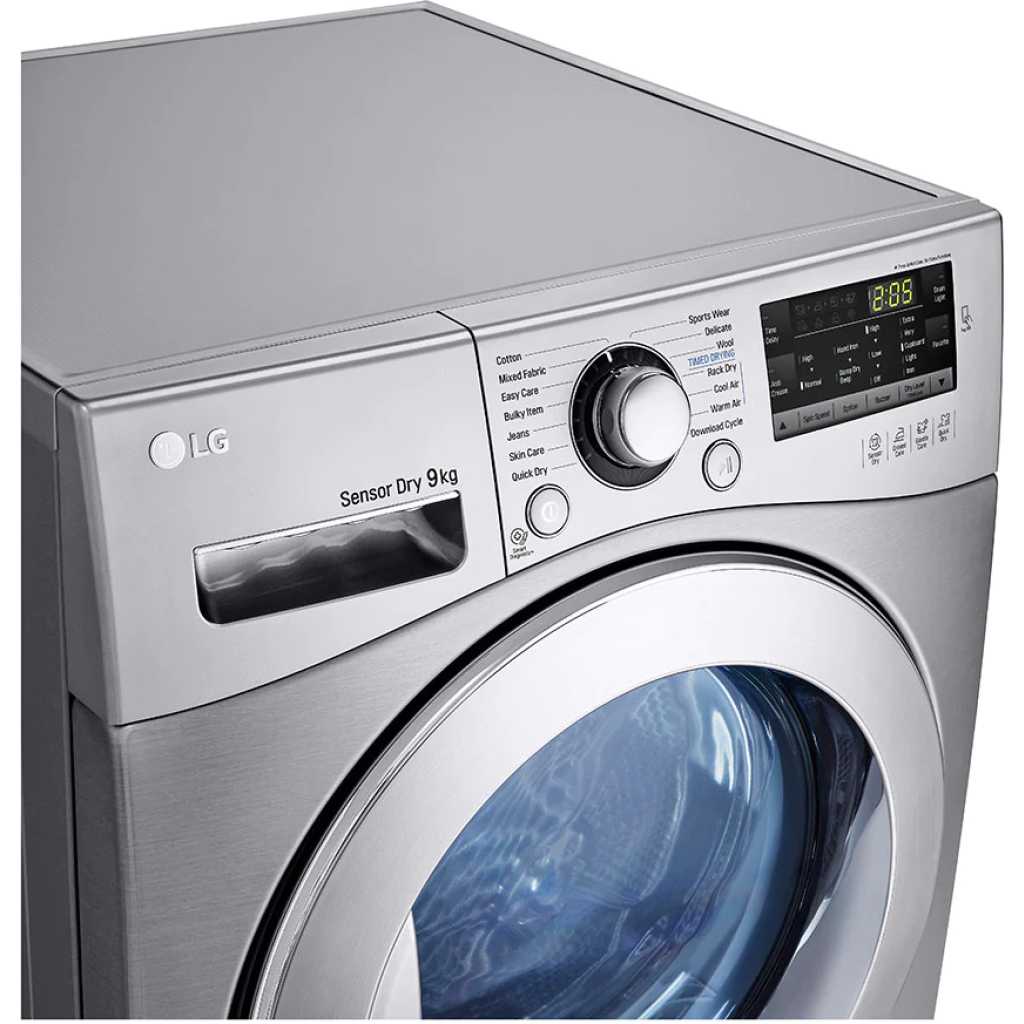 LG Front Loader Dryer RC9066 9Kg, Sensor Dry, Inverter Technology, NFC - Dark Silver