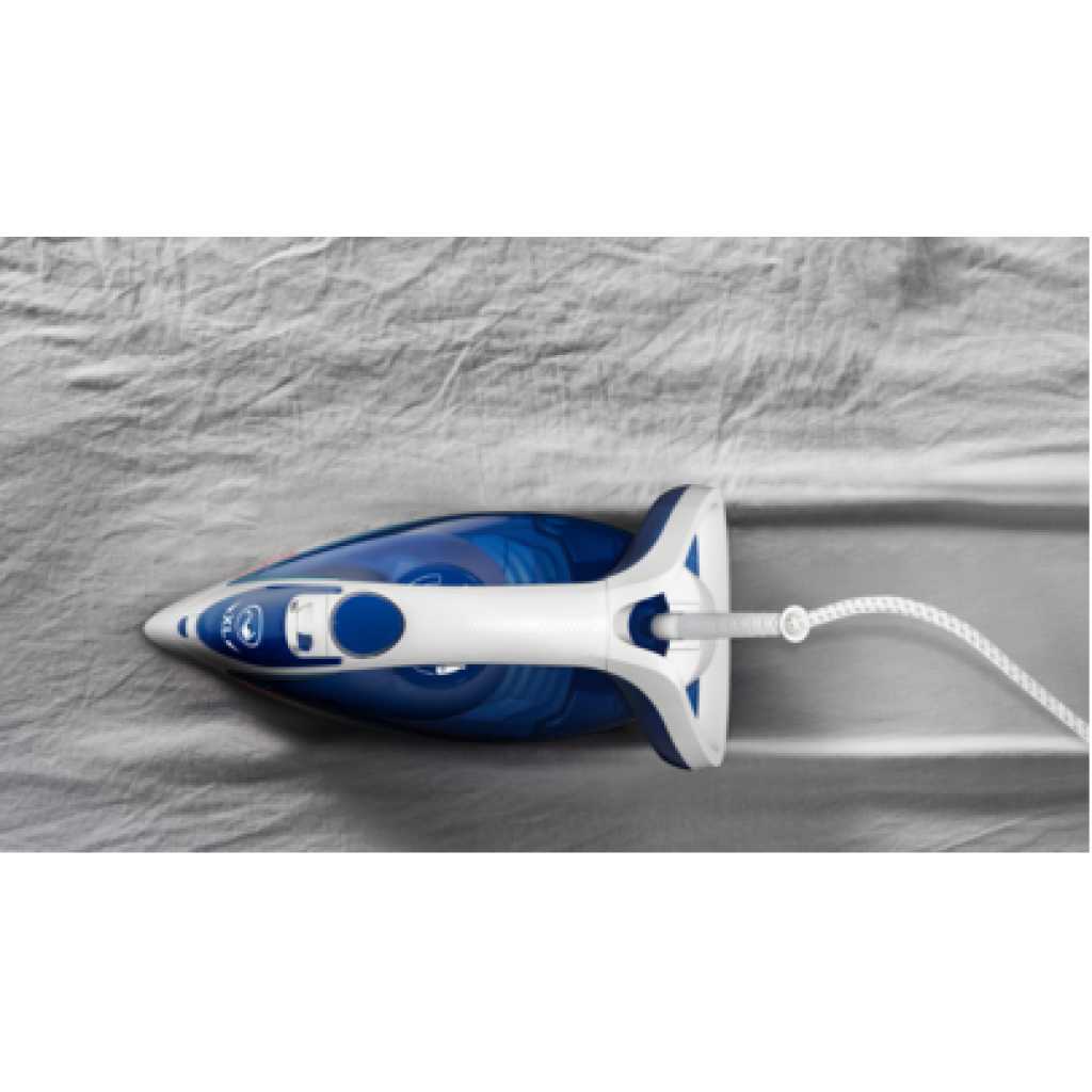 TEFAL Easygliss Durilium Airglide Soleplate Steam Iron, 2400 Watts, Blue/White, FV5715M0