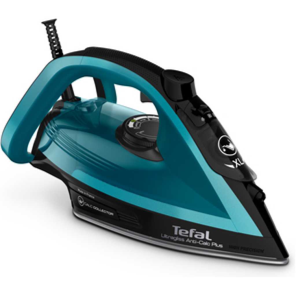 TEFAL Ultraglish Steam Iron, Durilium Airglide, Anti-calc, Anti Drip, 2800 Watts, Blue/Black, FV6832M0