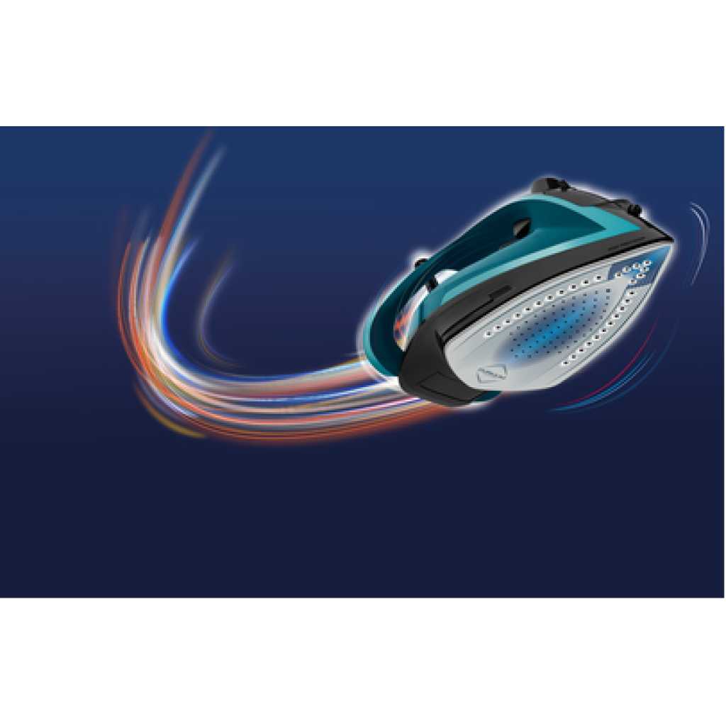 TEFAL Ultraglish Steam Iron, Durilium Airglide, Anti-calc, Anti Drip, 2800 Watts, Blue/Black, FV6832M0