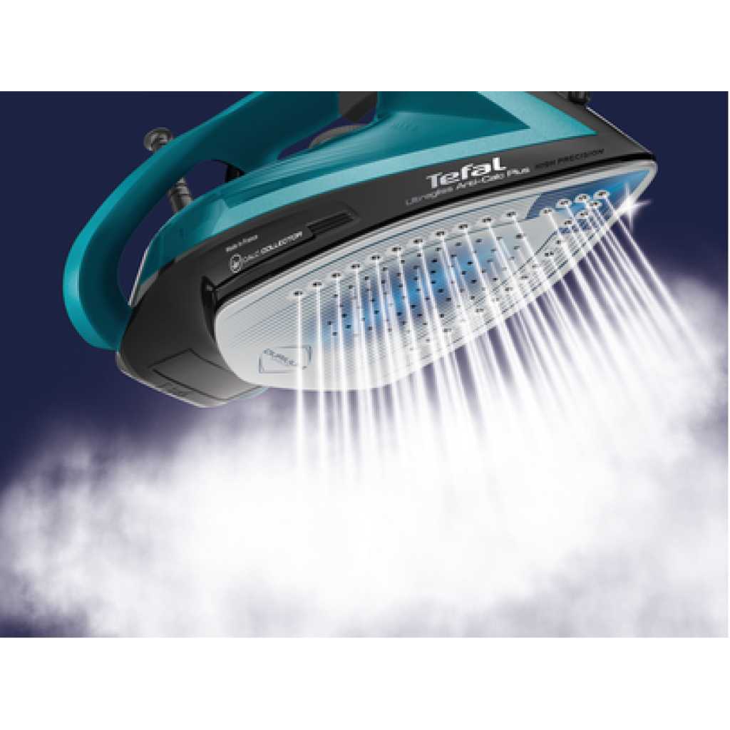 TEFAL Ultraglish Steam Iron, Durilium Airglide, Anti-calc, Anti Drip, 2800 Watts, Blue/Black, FV6832M0