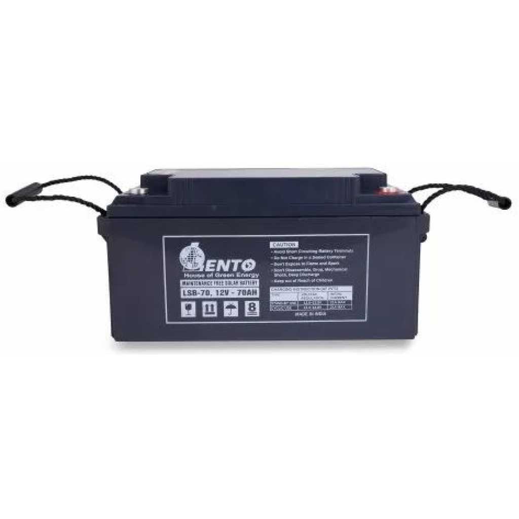 Lento 70AH 12V Solar Battery Sealed Maintenance-free Battery, Made in India