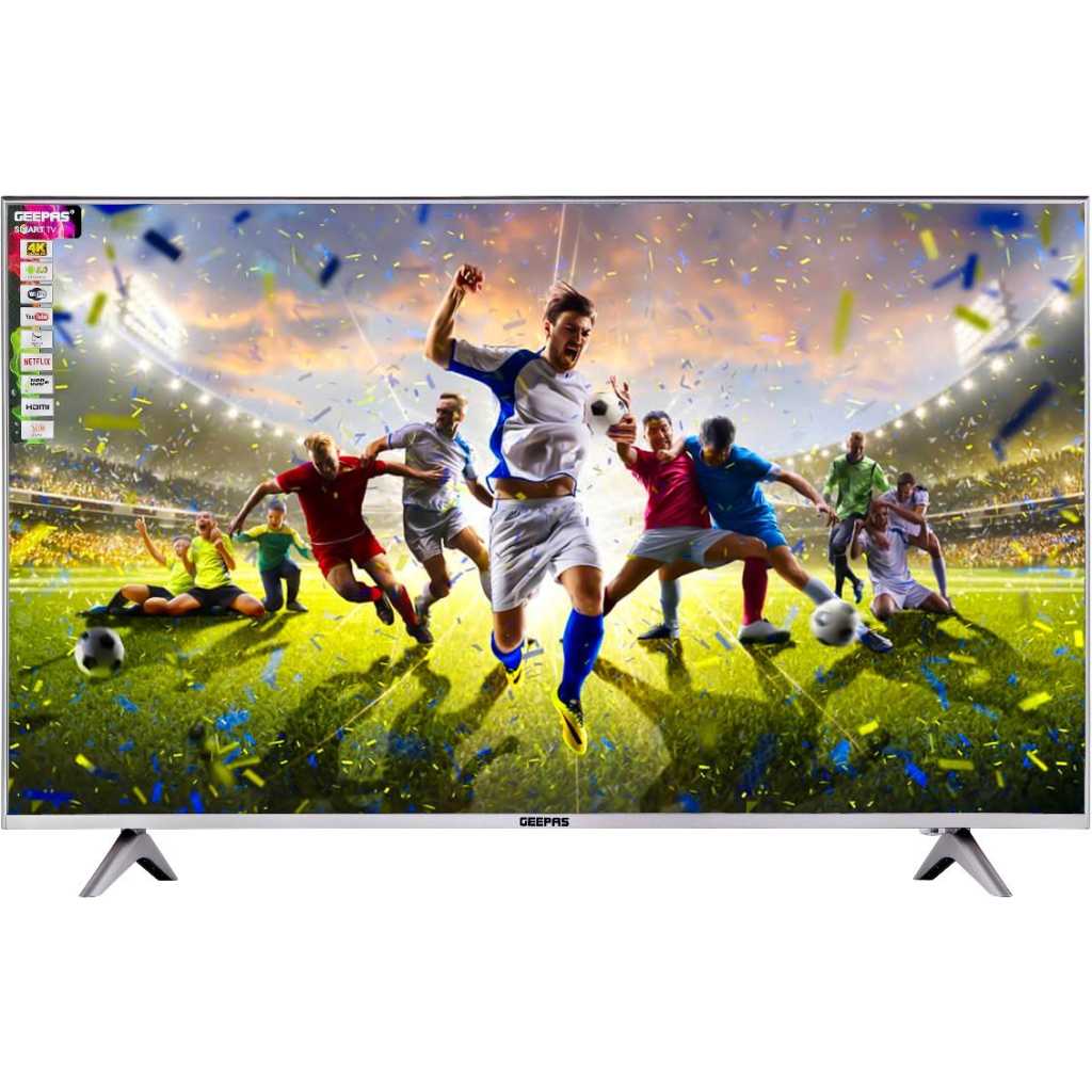 Geepas 55" 4K UHD Android Smart LED TV – Slim LED, 3.5mm, 2 HDMI & 2 Hi-High USB Ports | Wi-Fi, Android With E-Share & Mirror Cast | YouTube, Netflix, Amazon Prime | 1 Year Warranty