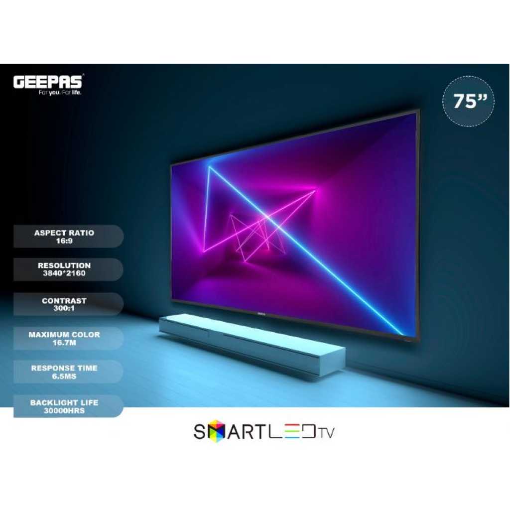 Geepas GLED7520SEUHD 75" Smart LED TV