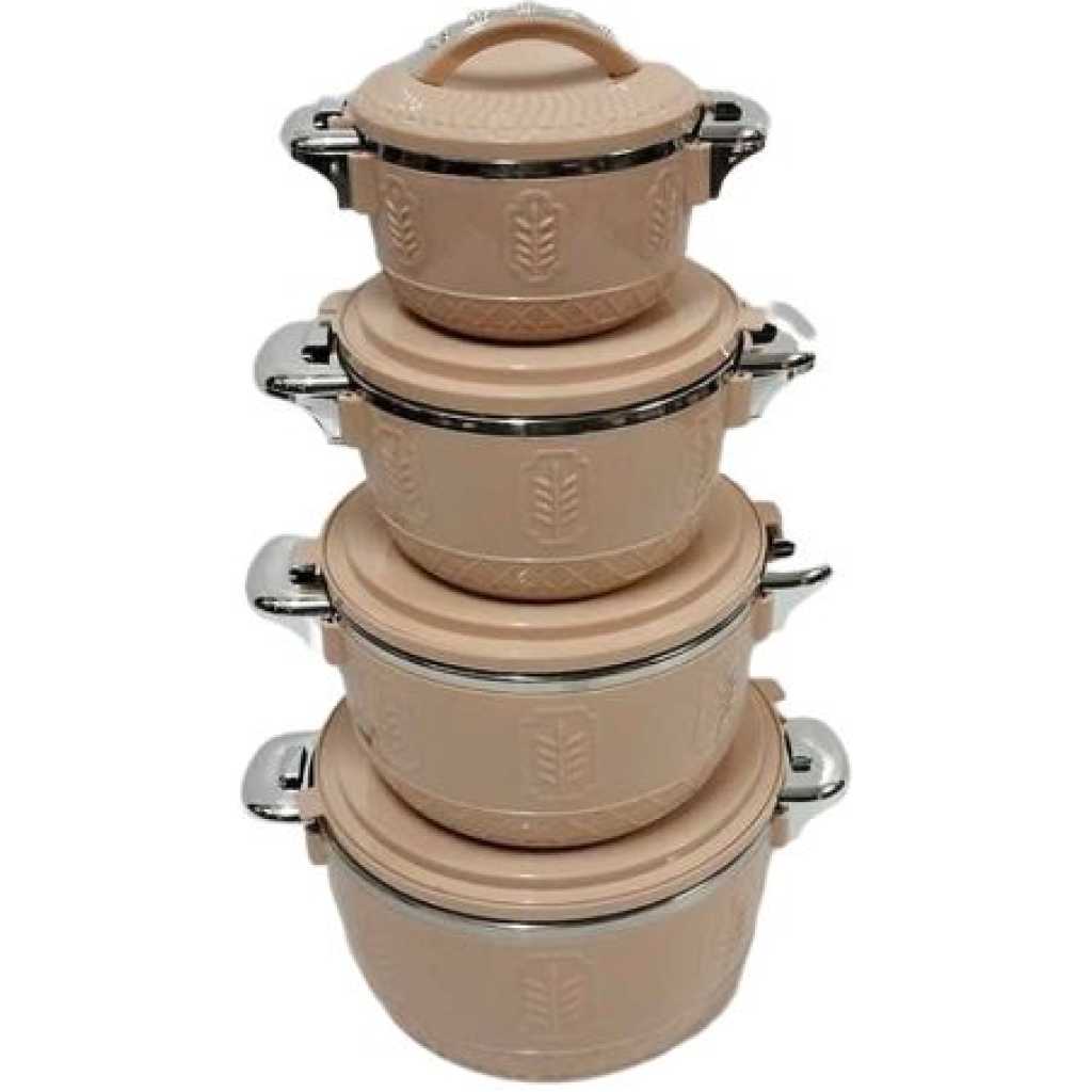 4 Pcs Self design Insulated Hot Pot Dishes Food Warmer Casseroles -Cream.