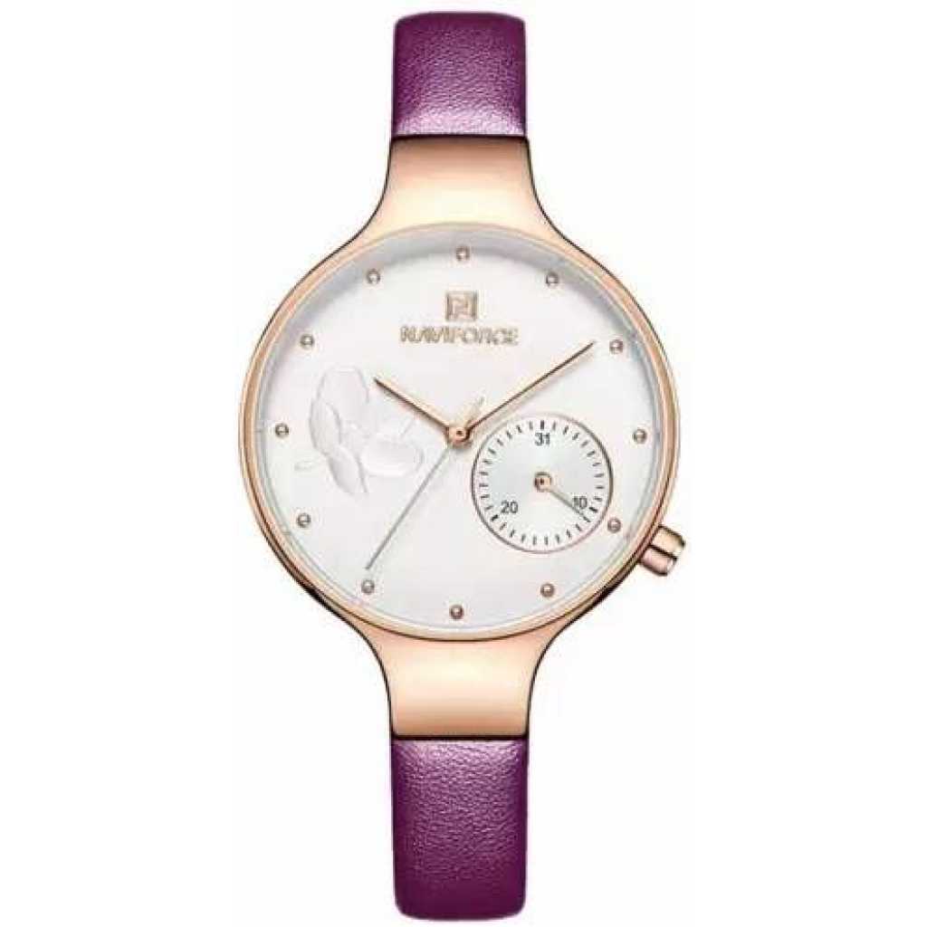 Naviforce Ladies' Luxury Analog Wrist Watch - Gold, Purple