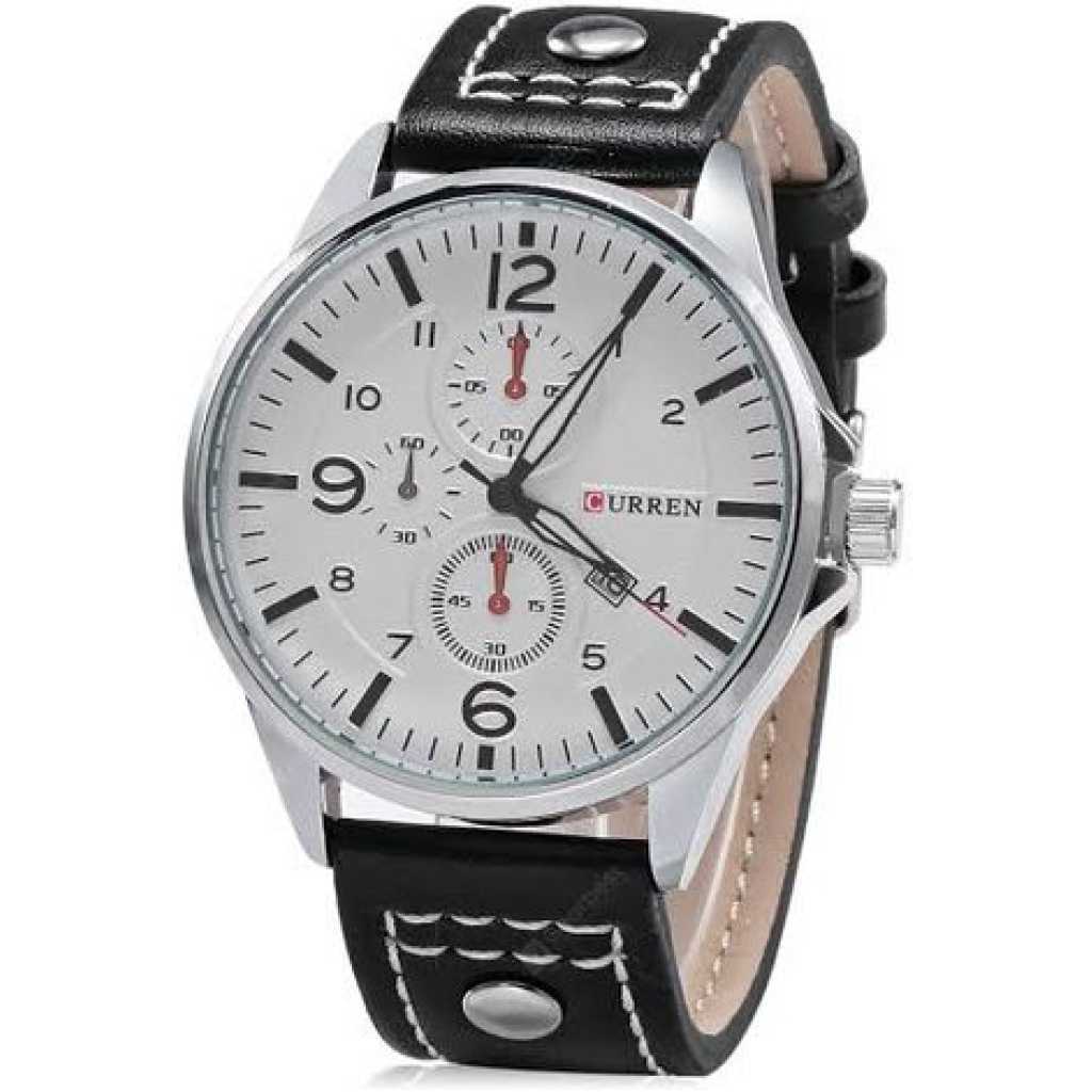 Curren Analog Office And Casual Dated Men's Watch - Black, Silver