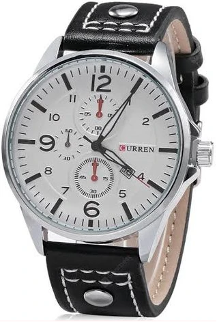 Curren Analog Office And Casual Dated Men's Watch - Black, Silver