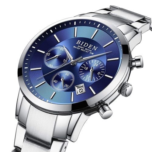 Biden Automatic Chronograph Analog and Water Proof Men's Watch - Silver Blue