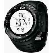 Men's Outdoor Sports Luminous Week Date Alarm Digital Wrist Watch - Black