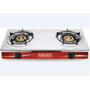 Global Star Double Burner Gas Stove Stainless Steel - White