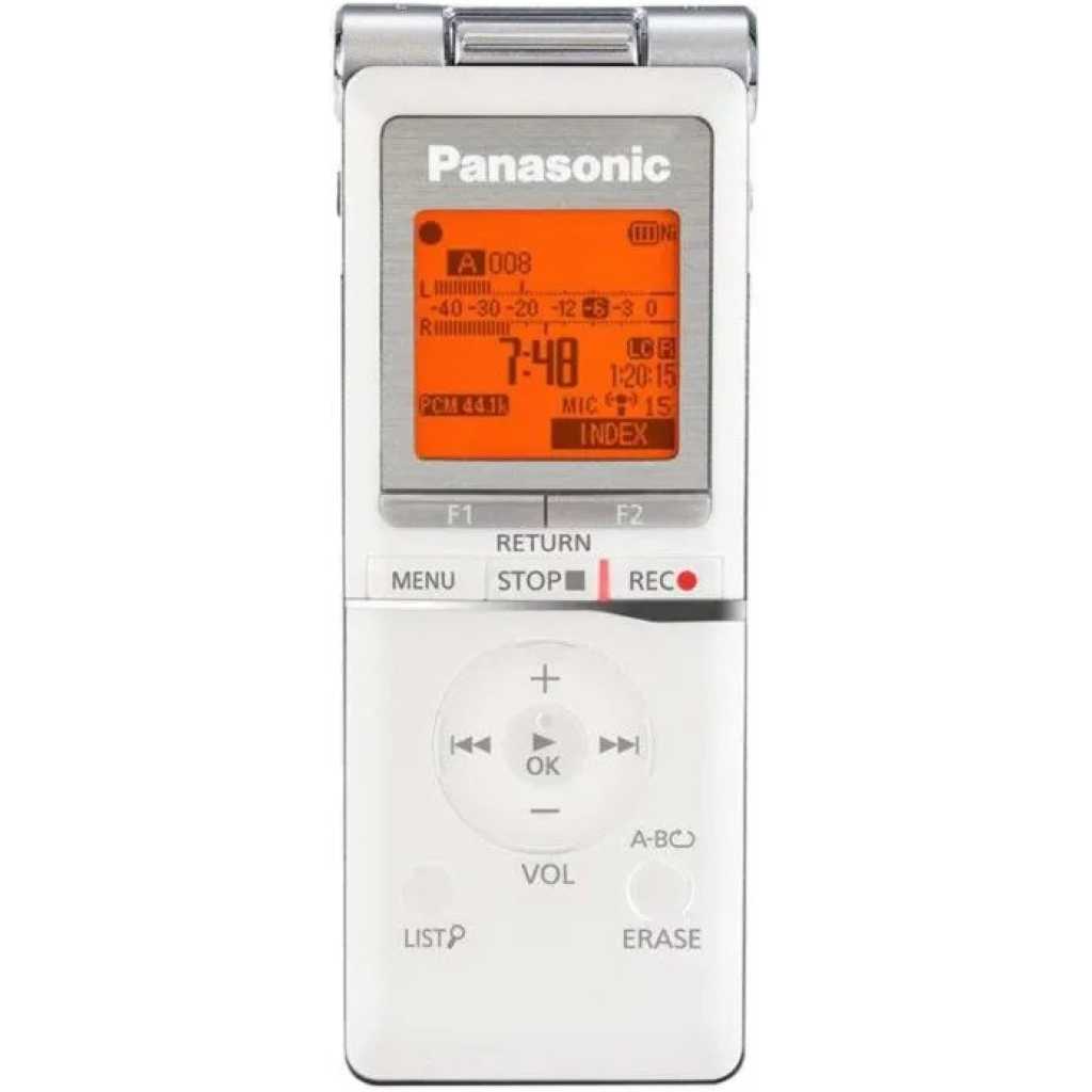 Panasonic Digital IC Recorder RRXS420 AAA Battery, 2GB Storage, Expandable Memory - White