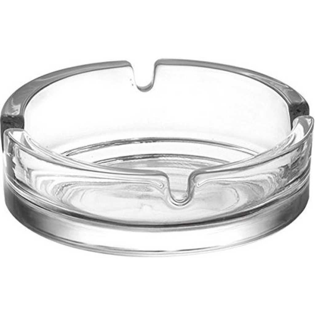 Glass Ashtray For Cigarettes, Portable Decorative Modern Ashtray For Home Office Indoor Outdoor Patio Use- Clear.